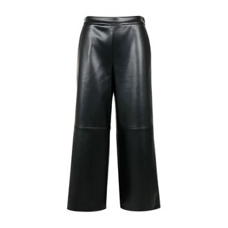 Max Mara Amati Broeken - Dames - Straight fit broeken - Zwart - S - Leer - Broeken
