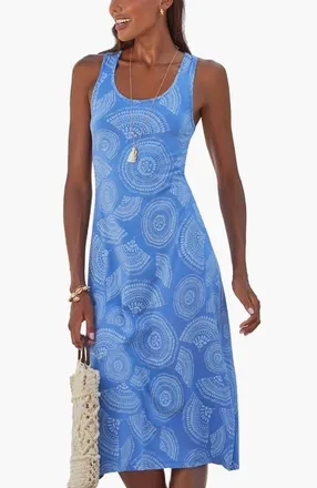 Lascana Womens Racerback Print Dress in Blue & White at Nordstrom, Size 10