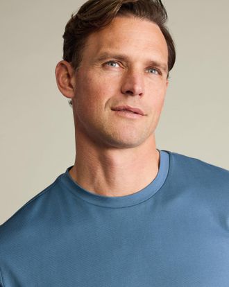 CHARLES TYRWHITT Cotton T-Shirt - Airforce Blue Size Large by Charles Tyrwhitt