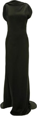Victoria Beckham Zwarte Gedrapeerde Asymmetrische Jurk Slim Fit - Dames - Avondkleed - Zwart - 2XS - Kleedjes