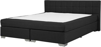 Beliani Cama Continental Tapizada Negra 180 X 200 Cm Marco Con Cabecero Y Colch&oacute;n Admiral