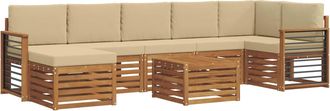 vidaXL Conjunto De Sof&aacute;s De Exterior 8 Uds. Natural Y Beige Vidaxl