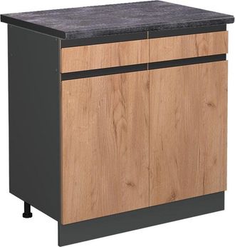 Vicco Mueble Bajo De Cocina R-line, Roble Dorado, 80 Cm, Et Antracita