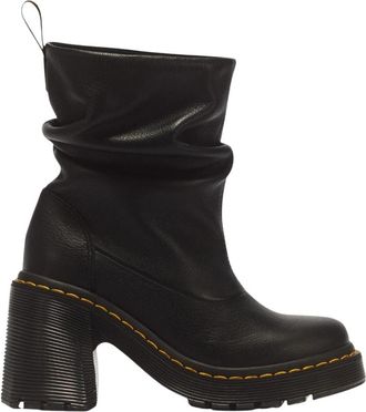 Dr. Martens Kasey Lo Virginia Leren Laarsjes met Hak - Dames - Laarzen met Hak - Zwart - 37 EU - Leer - Schoenen