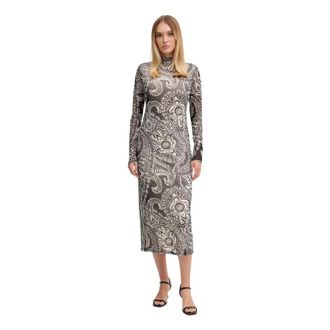 Marc Aurel Ruched Midi Dress - Dames - Casual kleedjes - Zwart - L - Polyester - Kleedjes