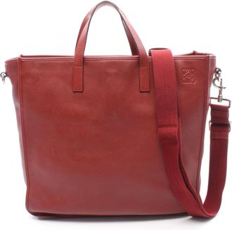 Loewe Red Color Leather Handbag Tote Bag (Pre-Owned)