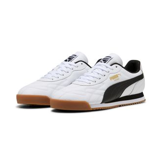 Puma Sneaker PUMA ROMA ANNIVERSARIO, Damen, Gr. 38,5, schwarz-weiss (puma wei&szlig;, puma schwarz, gum), Leder, mehrfarbig, Schuhe Sneaker