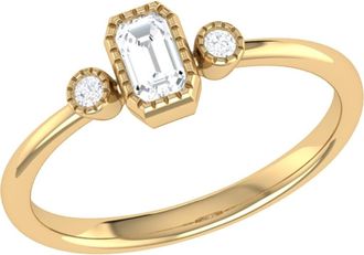 LuvMyJewelry Emerald Cut Natural Diamonds Birthstone Ring in 14K Gold in Yellow Gold at Nordstrom, Size 7