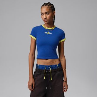 Nike Jordan Womens Jordan Graphic Brazil Crewneck Shirt in Blue | IF3926-417