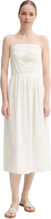 Sessun Midi Jurk - Dames - Casual kleedjes - Beige - M - Katoen - Kleedjes