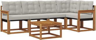 vidaXL Conjunto De Sof&aacute;s De Exterior 6 Uds. Gris Natural Y Claro Vidaxl