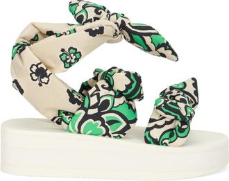 Red Valentino Platform Sandaal - Dames - Sleehakken - Veelkleurig - 36 EU - Katoen - Schoenen