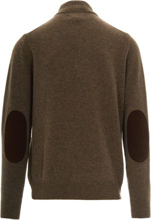 Barbour Mens Half-Zip Wool Jumper Dark Stone Jumpers Sweater