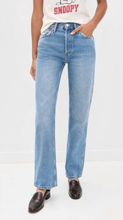 Re/Done 90s High Rise Loose Pants In Worn Blue