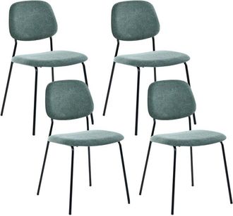 Beliani Set of 4 Dining Chairs Green Black Polyester Iron Legs Armless Protective Caps Modern Minimalism Design Stackable RILEY
