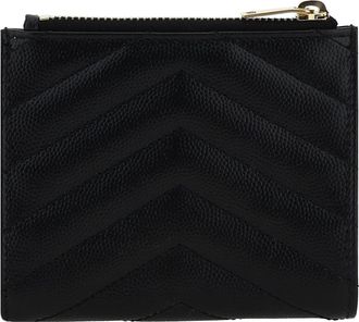 Saint Laurent Womens Leather Wallet Nero Calf Bos Taurus