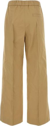 Jil Sander Womens Cotton Wide-Leg Trousers Beige