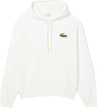 Lacoste Unisex Badge voor volwassenen Losse Hoodie (Cr&egrave;me)