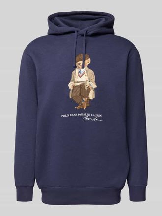 Polo Ralph Lauren Hoodie mit Motiv-Print in Rauchblau, Größe XXL