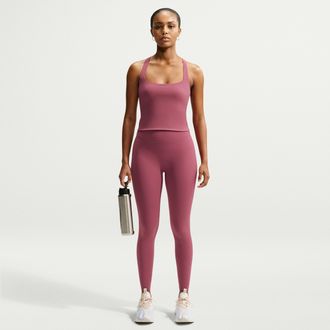 Nike Womens Zenvy High-Waisted 7/8 Leggings with No Front Seam in Red | II5233-654