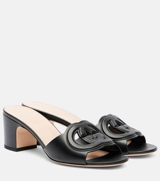 Gucci Interlocking G leather mules