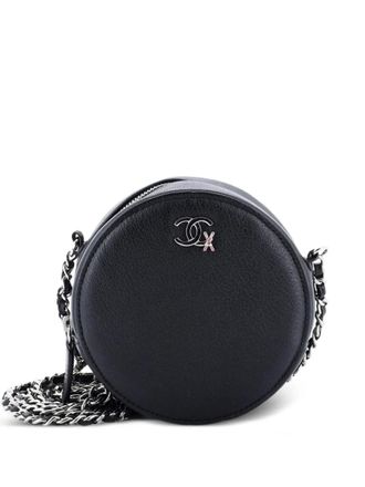 Chanel CC Ski Round Clutch with Chain Goatskin Mini crossbodytas - Zwart