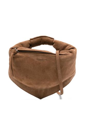 Federico Cina mini Torttelino suede tote bag - Brown