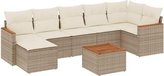 vidaXL Vidaxl - Juego De Sof&aacute;s De Jard&iacute;n Con Cojines Beige 8 Pzas Rat&aacute;n Pe