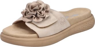 Rieker Pantolette RIEKER, Damen, Gr. 41, beige (hellbeige), Nubuklederimitat, Textil, unifarben, Schuhe Pantolette, Sommerschuh, Hausschuh, Strandschuh mit b