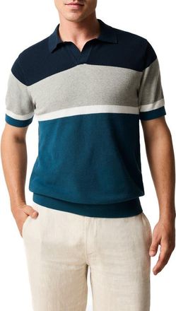 Rodd & Gunn Brunswick Johnny Collar Polo Sweater in Teal at Nordstrom, Size Xxx-Large
