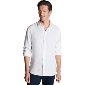 CHARLES TYRWHITT Plain Pure Linen Shirt in White at Nordstrom, Size Xx-Large
