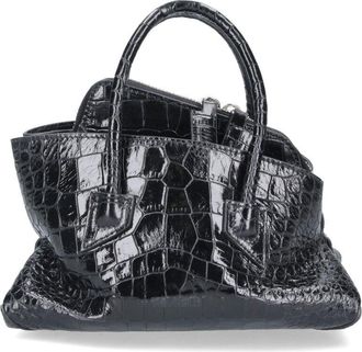 The Attico Crocodile-Embossed Handbag with Rounded Handles