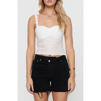 Princess Polly Franca Eyelet Rosette Strap Tank in White at Nordstrom, Size 10