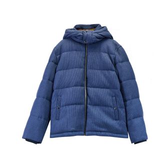 Paul Smith Winter Jackets, male, Blue, Size: M Piumino Pied de Poule con Cappuccio