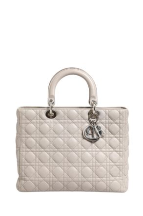 Dior Lady Dior Large Grey Cannage Lambskin Womens Bag (Pre-Owned)