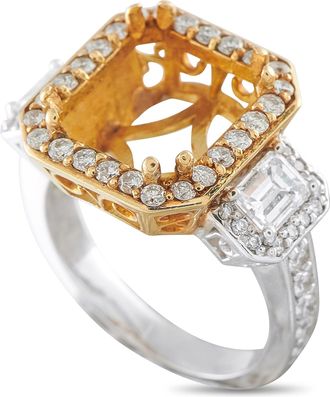 Luxury Bazaar 18K White Gold 1.90ct Diamond Halo Mounting Ring MF06-082026