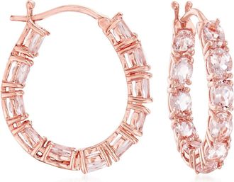 Ross-Simons Morganite Inside-Outside Hoop Earrings in 18kt Rose Gold Over Sterling