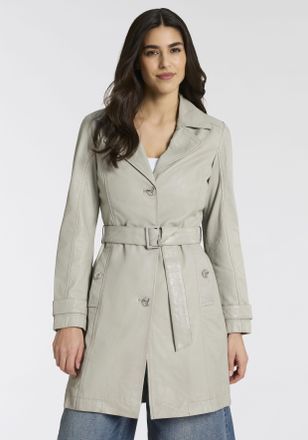 Mauritius Trenchcoat MAURITIUS MWLeoniz, Damen, Gr. 4XL (48), silber grau, Obermaterial: 100% Schafsleder. Futter: 100% Polyester. &Auml;rmelfutter: 100% Polyester, 