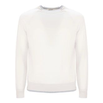 Eleventy Round-neck Knitwear, male, Beige, Size: S Round-neck Wool Jumper