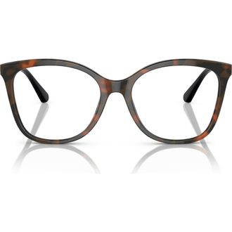Emporio Armani 54mm Square Optical Glasses in Shiny Havana Red /Demo Lens at Nordstrom