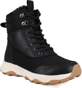 Santana Canada Sokul Faux Fur Lined Lace-Up Boot in Black Smooth at Nordstrom Rack, Size 10