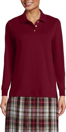 Lands End School Uniform Long Sleeve Interlock Polo Shirt in Garnet at Nordstrom, Size Medium