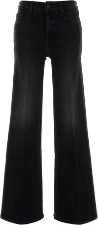 Mother Black Stretch Denim The Roller Sneak Jeans