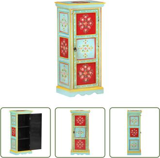 vidaXL Vidaxl Aparador De Madera Maciza De Mango Pintada A Mano 40x30x90 Cm