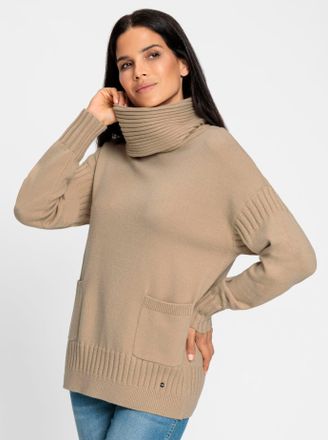Heine Rollkragenpullover HEINE Rollkragenpullover, Damen, Gr. 38, beige, 50% Viskose, 28% Polyester, 22% Polyamid, unifarben, Pullover Rollkragenpullover