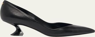 Lanvin 50mm Leather Kitten-Heel Pumps