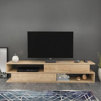 Decorotika Cortez Modern Tv Stand Tv Unit for Tvs up to 72 inch in Light Brown