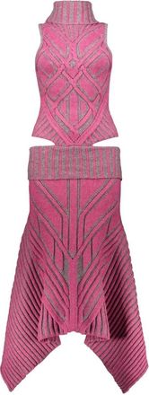 Paolina Russo Warrior Cut Out Dress - Dames - Kleedjes - Roze - S - Wol - Kleedjes