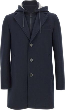 Manuel Ritz Single-Breasted Jas - Heren - Mantel - Blauw - S - Leer - Jassen