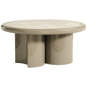 Vente-Unique Tavolino in marmo e MD Beige e talpa laccato - DIRAMA